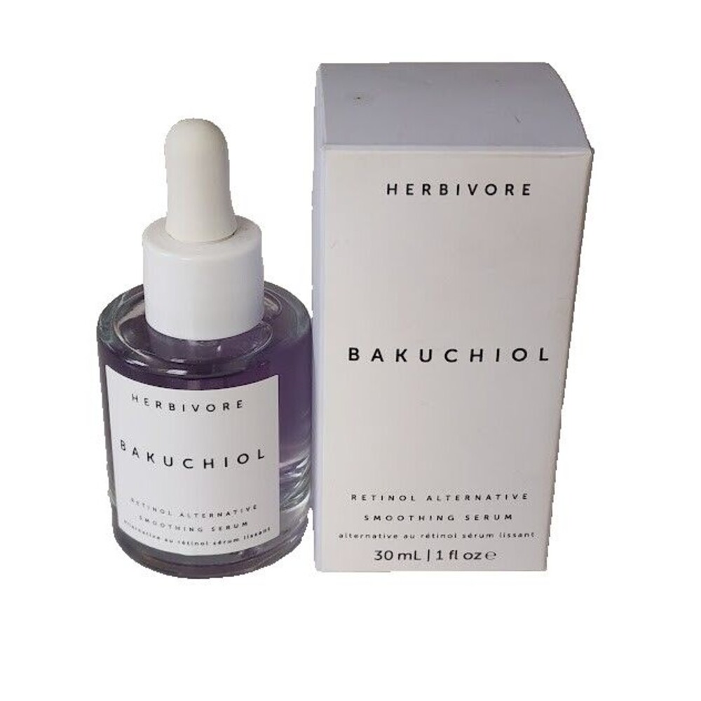 Herbivore Bakuchiol Retinol Alternative Smoothing Serum 1oz Dropper Bottle AM PM